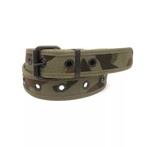 New Green Camo One Row Grommet Canvas Fabric Web Belt Size Small